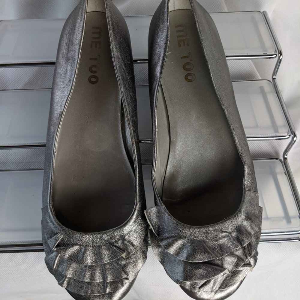 Me Too Alexis Leather Ballet Flat Silver Metallic  7M